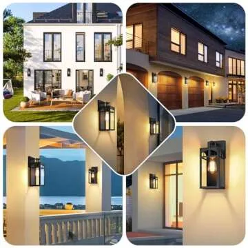 Matte Black Outdoor Wall Lights - 2 Pack Waterproof Sconces with Clear Glass Shade, Anti-Rust E26 Socket for Porch, Entryway, Patio, Garage