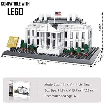 Liberty Imports White House Building Blocks Set, 770 Pieces Washington D.C. White House Famous Landmark Series - Architecture Bricks Toy Model for Kids and Adults