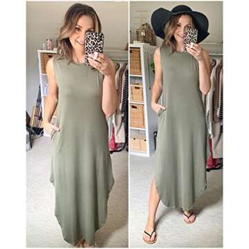 Prinbara Women's Maxi Dress Summer Casual Long Subdress Sleeveless Split Loose Trendy Beach Dresses ...