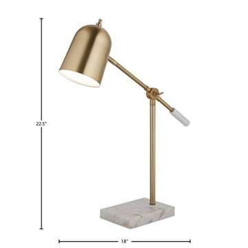Amazon Brand – Rivet Avery Marble and Brass Adjustable Table Lamp, Bulb Included, 22.5"H
