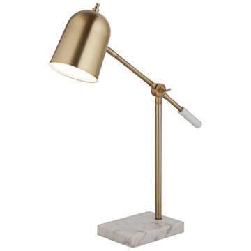 Amazon Brand – Rivet Avery Marble and Brass Adjustable Table Lamp, Bulb Included, 22.5"H