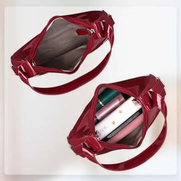 libfrnt Large Crescent Shoulder Bags Women Y2k Shoulder Purse PU Leather Underarm Bags Trendy Hobo Clutch Purses Bright Red Shoulder Bag