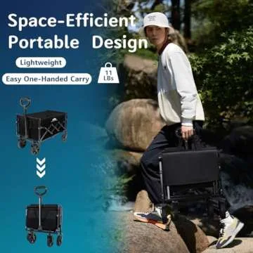RoveStep Collapsible Folding Wagon - Heavy Duty Utility Cart, Large Capacity, All-Terrain Wheels, Co...