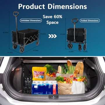 RoveStep Collapsible Folding Wagon - Heavy Duty Utility Cart, Large Capacity, All-Terrain Wheels, Compact Fold, Supports 380 lbs for Camping, Garden, Beach, Shopping, Outdoor Sports