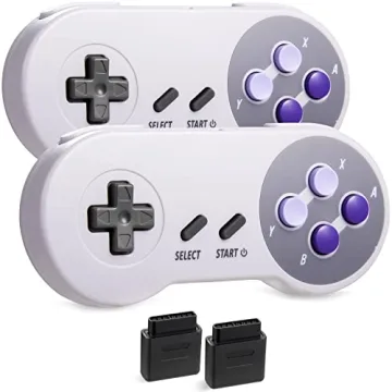 2 Pack MODESLAB 2.4 GHz Wireless SNES Controller Gamepad | Rechargeable & Plug & Play