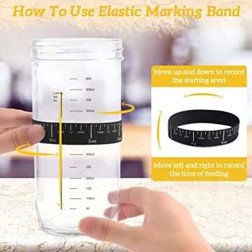 Sourdough Starter Jar Kit, 650ml Sourdough Starter Jar With Thermometer, Silicone Scraper, Cloth Cover And Aluminum Lid. Reusable Sour Dough Starter Jar