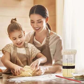 Sourdough Starter Jar Kit, 650ml Sourdough Starter Jar With Thermometer, Silicone Scraper, Cloth Cover And Aluminum Lid. Reusable Sour Dough Starter Jar