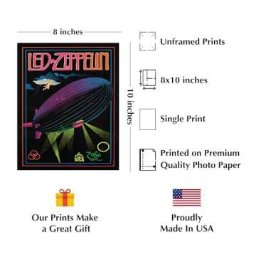 Led Zeppelin Music Wall Art Print - Classic Rock Band Poster For Music Room, Studio, Office, Man Cav...