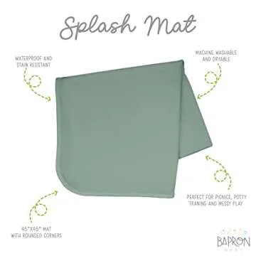 BapronBaby Minimalist Sage Splash Mat - Waterproof Catch-All for Under High Chairs, Floors, Tables, ...
