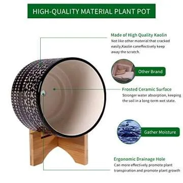 BUYMAX Plant Pots–6 inch Glazed Ceramic Flower Pot with Drainage Holes - Gardening Home Desktop Office Windowsill Decoration Gift Set 2 - Plants NOT Included