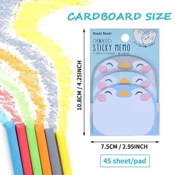 Molain Cute Sticky Notes 6 Pack Adorable Memo Pads