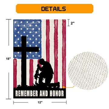 Shmbada Memorial Day Garden Flag - Double Sided 12x18 Inch Yard Decor for Outdoor - American Soldier...
