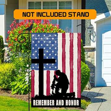 Shmbada Memorial Day Garden Flag - Double Sided 12x18 Inch Yard Decor for Outdoor - American Soldier Patriotic 4th of July Decorations for Outside