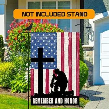 Shmbada Memorial Day Garden Flag - Double Sided 12x18 Inch Yard Decor for Outdoor - American Soldier Patriotic 4th of July Decorations for Outside