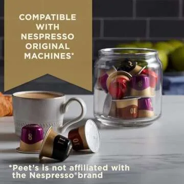 Peet's Coffee, Medium Roast Espresso Pods Compatible with Nespresso Original Machine, Crema Scura Intensity 9, 10 Count (1 Box of 10 Espresso Capsules)