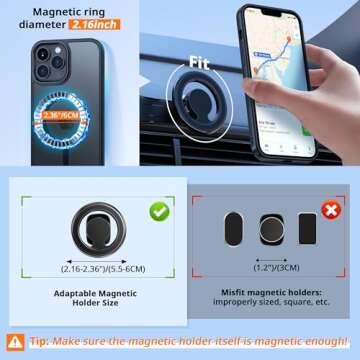 CACOE Magnetic Case for iPhone 13 Pro 6.1 inch-Compatible with MagSafe & Magnetic Car Phone Mount,Anti-Fingerprint TPU Thin Phone Cases Cover Protective Shockproof (Matte Black)