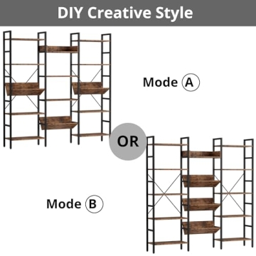 IRONCK Industrial Triple Wide 5 Tier Bookshelf for Modern Homes