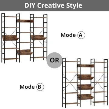 IRONCK Industrial Triple Wide 5 Tier Bookshelf for Modern Homes