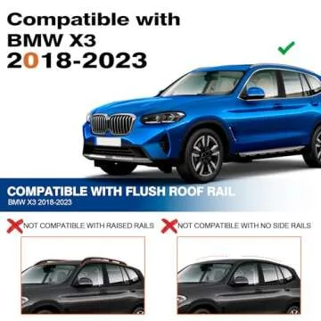 Wonderdriver Max Loading 260lbs Roof Rack Cross Bars Fit for BMW X3 G01 2018 2019 2020 2021 2022 2023 Aluminum Lockable Roof Rails Crossbars Black Bike Kayak Snowboard Rooftop Cargo Carrier Luggage