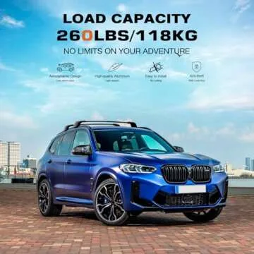 Wonderdriver Max Loading 260lbs Roof Rack Cross Bars Fit for BMW X3 G01 2018 2019 2020 2021 2022 2023 Aluminum Lockable Roof Rails Crossbars Black Bike Kayak Snowboard Rooftop Cargo Carrier Luggage