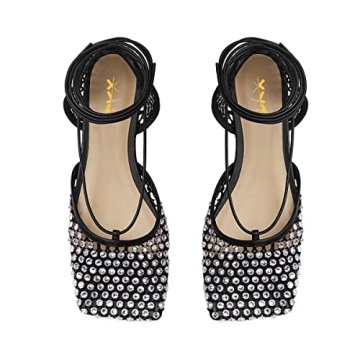 XYD Women Closed Square Toe Studded Flats for Everyday Style