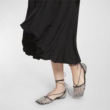 XYD Women Closed Square Toe Studded Flats for Everyday Style