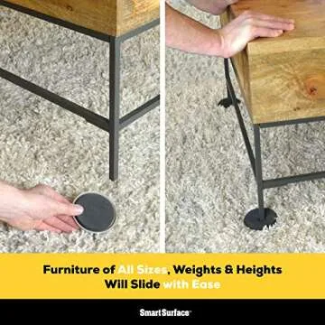 Smart Surface Furniture Sliders for Carpet - 16 Pack - 3.5" Round | 8295 Coasters for Heavy Furnitur...