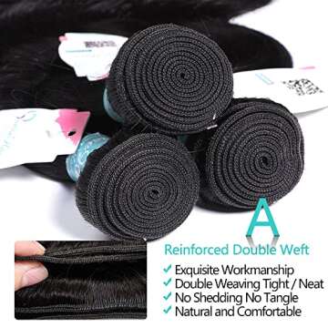 Panse Hair 10A Peruvian Virgin Straight Human Hair 4 Bundles (24" 24" 24" 24",1B Color) 100% Unproce...