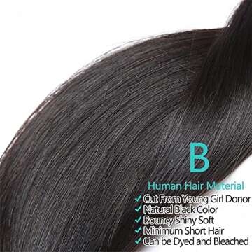 Panse Hair 10A Peruvian Virgin Straight Human Hair 4 Bundles (24" 24" 24" 24",1B Color) 100% Unprocessed Remy Peruvian Weave Hair Human Bundles Extensions No Tangle Soft Weft Bundles