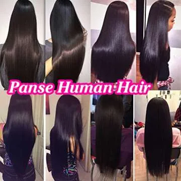 Panse Hair 10A Peruvian Virgin Straight Human Hair 4 Bundles (24" 24" 24" 24",1B Color) 100% Unprocessed Remy Peruvian Weave Hair Human Bundles Extensions No Tangle Soft Weft Bundles