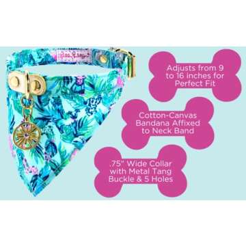 Lilly Pulitzer Collar with Bandana Barking Up The Palm Tree SM/MD (17.5")