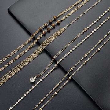 Ofeiyaa 4PCS Body Chain Jewelry Bra Chain Retro Waist Belt Chain Suit Bikini Beach Boho Chain Set for Women Gold Tone