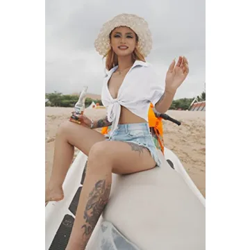 GOBLES Women's Sexy V-Neck Tie Knot Batwing Summer Blouse