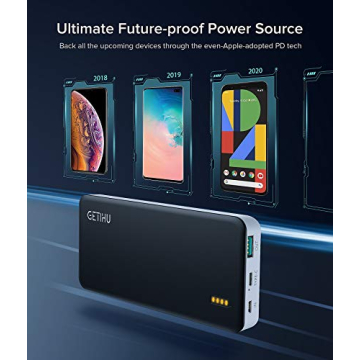 GETIHU 10000mAh Portable USB C Power Bank - Fast Charge