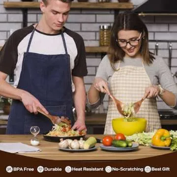 Wooden Spoons - Wooden Spoons for Cooking, Wooden Utensils for Cooking Natural Teak Wooden Kitchen Utensils Set,6-Piece Wooden Cooking Utensils(A06)