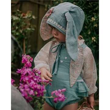 Baby Girl Easter Outfit Vintage Onesie Overalls and Bunny Ears/Toddler Dress Sister Mathing Clothes ...