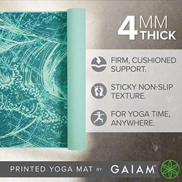 Gaiam Yoga Mat Classic Print Non Slip Exercise & Fitness Mat for All Types of Yoga, Pilates & Floor ...