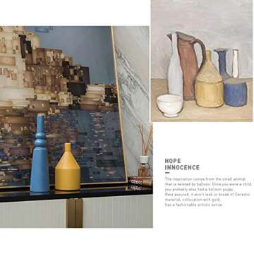 Ceramic Vase,Delicately Carved Style Art Vase, Glazed Flower Ceramic Vase, Handmade Creative Floral Vase, Home Office Wedding Decor Vase(Blue)