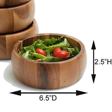 Acacia Wood Salad and Snack Bowls Set of 4