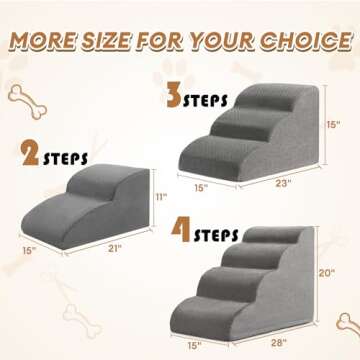 High Density Foam Dog Stairs Ramp for Beds Couches, Romrol Extra Wide Pet Steps with Durable Non-Slip Waterproof Fabric Cover, Dog Slope Stairs Friendly to Small Dogs and Cats or Pets Joints, 3-Tiers