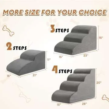 High Density Foam Dog Stairs Ramp for Beds Couches, Romrol Extra Wide Pet Steps with Durable Non-Slip Waterproof Fabric Cover, Dog Slope Stairs Friendly to Small Dogs and Cats or Pets Joints, 3-Tiers