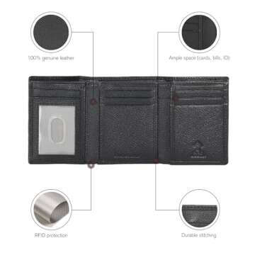 ESTALON Real Leather Trifold Wallet For Men-RFID Slim Tri Fold Wallets Minimalist 3 fold Credit Card...