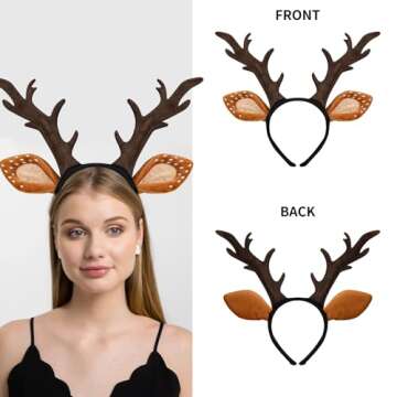 WOXAFO Deer Antlers Headband for Halloween and Christmas