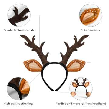 WOXAFO Deer Antlers Headband for Halloween and Christmas