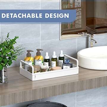 SOLEJAZZ Under Sink Organizer, Under Sink Organizers and Storage Multi-purpose Under Cabinet Storage, 2 Tier Under Bathroom Cabinet Storage with Dividers, Hooks, Cup for Bathroom, Kitchen, White