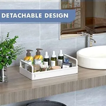 SOLEJAZZ Under Sink Organizer, Under Sink Organizers and Storage Multi-purpose Under Cabinet Storage, 2 Tier Under Bathroom Cabinet Storage with Dividers, Hooks, Cup for Bathroom, Kitchen, White