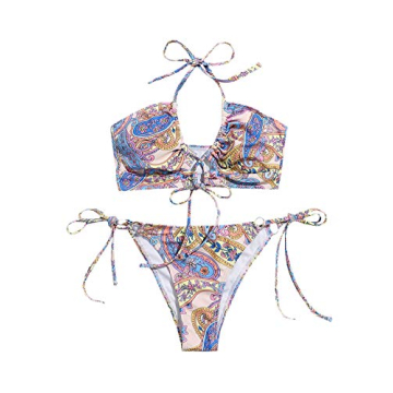 SOLY HUX Women's Stylish Halter Top and Tie Side Bikini