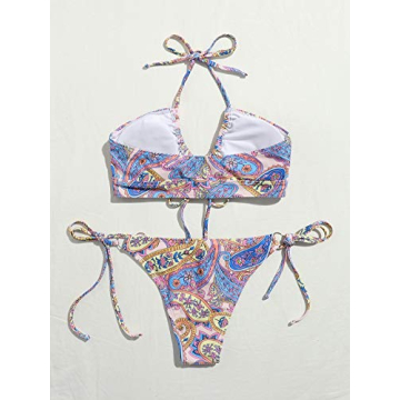 SOLY HUX Women's Stylish Halter Top and Tie Side Bikini