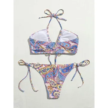 SOLY HUX Women's Stylish Halter Top and Tie Side Bikini