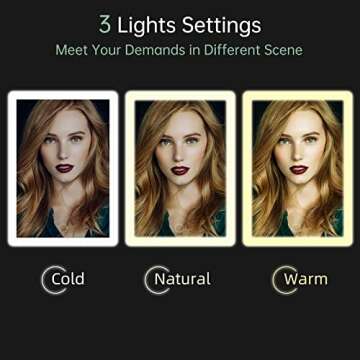 FUNTOUCH Rechargeable Portable Makeup Mirror with 72 LED Lights, Travel Lighted 1X/5X Magnification, 3 Color Lighting,Dimmable Touch Screen, Tabletop Folding Cosmetic Lights